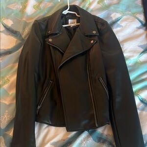 GAP Black Leather Motorcycle Jacket